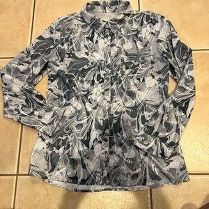 Reel Legends Adventure Black and White Floral Fishing Shirt Blouse